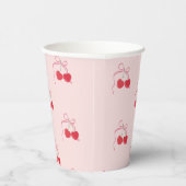 さくらんぼオントップピンクボウベビーシャワー 紙コップ (右)