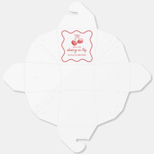 さくらんぼオントップピンクボウ名門私立校風の誕生日 フェイバーボックス (見開き)