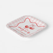 さくらんぼオントップピンクボウ名門私立校風の誕生日 ペーパープレート (傾斜あり)