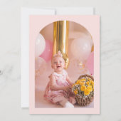 さくらんぼオントップピンクボウ誕生日写真 招待状 (裏面)