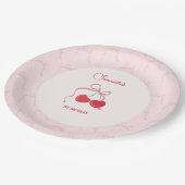 さくらんぼオントップピンクボウ誕生日 ペーパープレート (アングル)