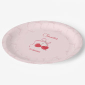 さくらんぼオントップピンクボウ誕生日 ペーパープレート (アングル)