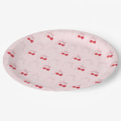 さくらんぼオントップピンクボウ誕生日 ペーパープレート (アングル)