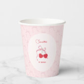 さくらんぼオントップピンクボウ誕生日 紙コップ (裏面)