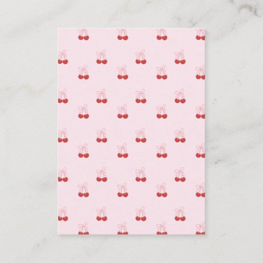 さくらんぼオントップピンクボウ赤ちゃんシャワーおむつラッフル エンクロージャーカード (裏面)