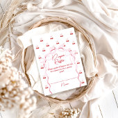 さくらんぼオントップピンクボウ赤ちゃんシャワーおむつラッフル エンクロージャーカード