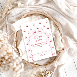 さくらんぼオントップピンクボウ赤ちゃんシャワーおむつラッフル エンクロージャーカード