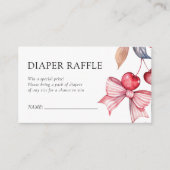 さくらんぼオントップピンクボウ赤ちゃんシャワーおむつラッフル エンクロージャーカード (正面)