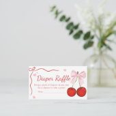 さくらんぼオントップピンクボウ赤ちゃんシャワーおむつラッフル エンクロージャーカード