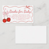 さくらんぼオントップピンクボウ赤ちゃんシャワーブックベビー エンクロージャーカード (正面/裏面)