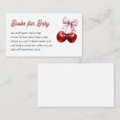 さくらんぼオントップピンクボウ赤ちゃんシャワーブックベビー エンクロージャーカード (正面/裏面)
