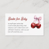 さくらんぼオントップピンクボウ赤ちゃんシャワーブックベビー エンクロージャーカード (正面)