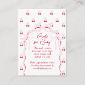 さくらんぼオントップピンクボウ赤ちゃんシャワーブックリクエスト エンクロージャーカード (正面)