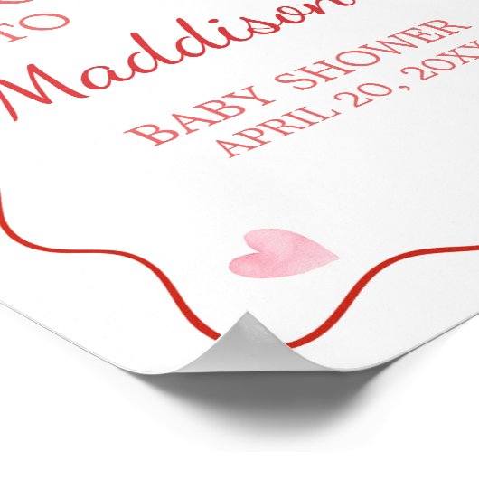 さくらんぼオントップピンクボウ赤ちゃんシャワー歓迎 ポスター (角)