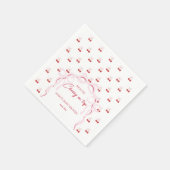 さくらんぼオントップピンクボウ赤ベビーガールシャワー スタンダードカクテルナプキン (角)