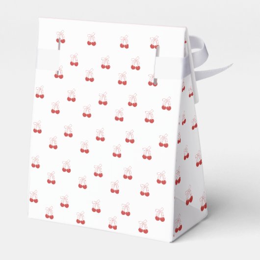 さくらんぼオントップピンクボウ赤ベビーガールシャワー フェイバーボックス (裏面サイド)