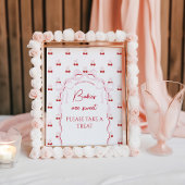 さくらんぼオントップピンクボウ赤ベビーガールシャワー ポスター