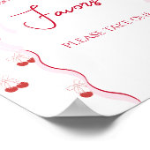 さくらんぼオントップピンクボウ赤ベビーガールシャワー ポスター (角)