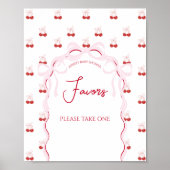 さくらんぼオントップピンクボウ赤ベビーガールシャワー ポスター (正面)