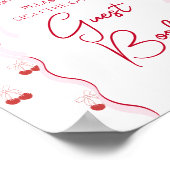 さくらんぼオントップピンクボウ赤ベビーガールシャワー ポスター (角)