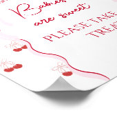 さくらんぼオントップピンクボウ赤ベビーガールシャワー ポスター (角)