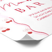 さくらんぼオントップピンクボウ赤ベビーガールシャワー ポスター (角)