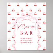 さくらんぼオントップピンクボウ赤ベビーガールシャワー ポスター (正面)