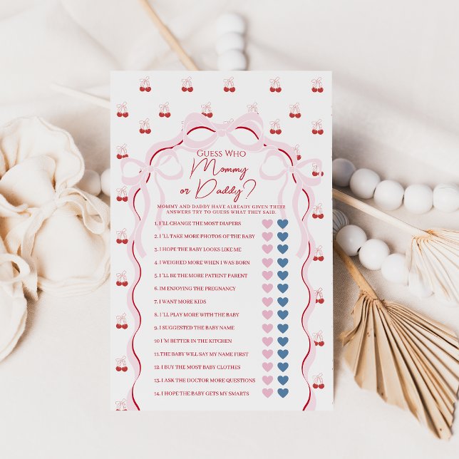 さくらんぼオントップピンクボウ赤ベビーシャワーゲーム (クリエイターアップロード済み)