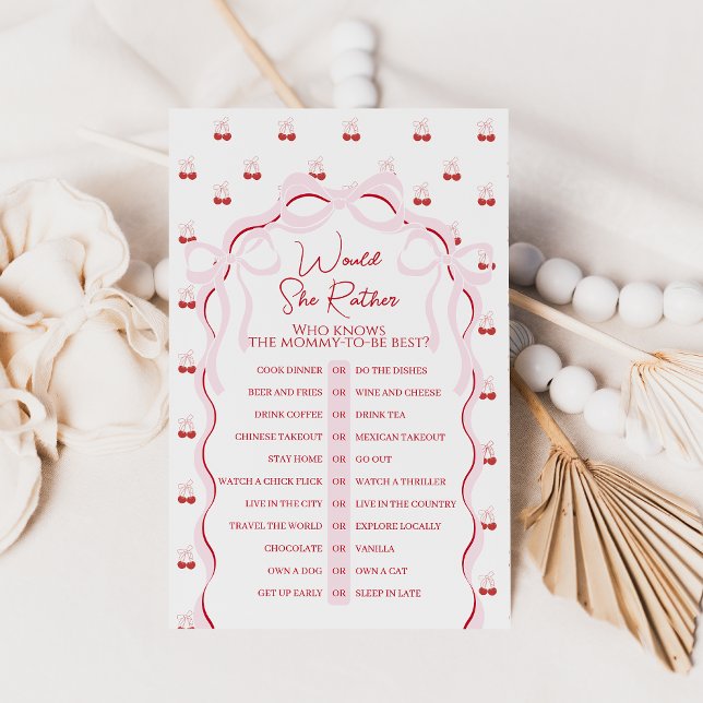 さくらんぼオントップピンクボウ赤ベビーシャワーゲーム (クリエイターアップロード済み)