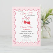 さくらんぼオントップピンクボウ1st誕生日 招待状 (スタンド正面)