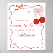 さくらんぼオントップピンクボウBabyShowerエンベロープステーション ポスター (正面)