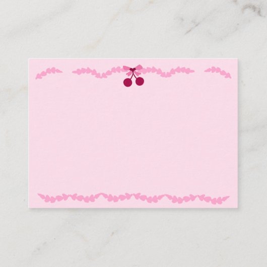 さくらんぼオントップピンクラッフルブライダルシャワーレジストリ エンクロージャーカード (裏面)