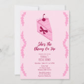 さくらんぼオントップピンクラッフルブライダルシャワー 招待状 (正面)