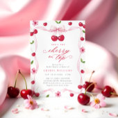 さくらんぼオントップピンクリボンブライダルシャワー 招待状