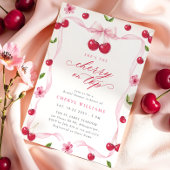 さくらんぼオントップピンクリボンブライダルシャワー 招待状
