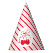 さくらんぼオントップピンク&レッドさくらんぼ誕生日パーティーハット パーティーハット (正面)