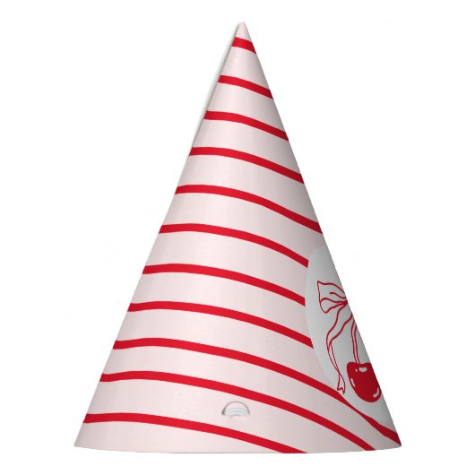 さくらんぼオントップピンク&レッドさくらんぼ誕生日パーティーハット パーティーハット (左)