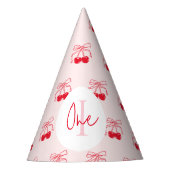さくらんぼオントップピンク&レッドさくらんぼ誕生日パーティー パーティーハット (正面)