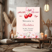 さくらんぼオントップフローラブライダルシャワーウェルカムサイン ポスター
