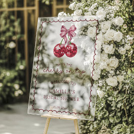 さくらんぼオントップブライダルシャワーへようこそ アクリルサイン