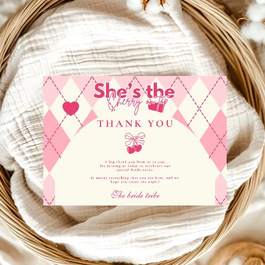 さくらんぼオントップブライダルシャワー サンキューカード