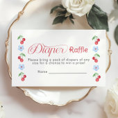 さくらんぼオントップブルーボウおむつラッフルチケット エンクロージャーカード