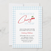 さくらんぼオントップブルーボーイベビーシャワー 招待状 (正面)