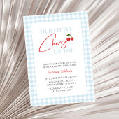 さくらんぼオントップブルーボーイベビーシャワー 招待状