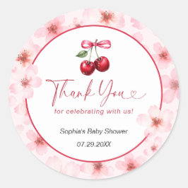さくらんぼオントップベイビーシャワーさくらんぼブロッサムサンキュー ラウンドシール