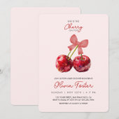 さくらんぼオントップベビーガールシャワー招待状 招待状 (正面/裏面)