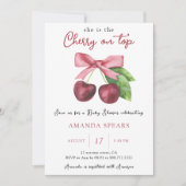 さくらんぼオントップベビーガールシャワー 招待状 (正面)