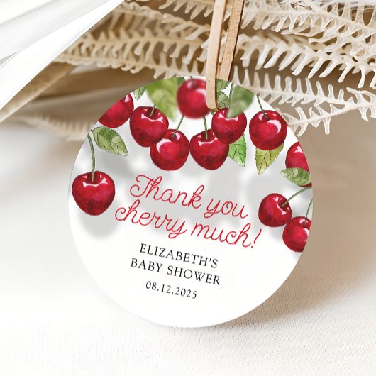 さくらんぼオントップベビーシャワーありがとう フェイバータグ
