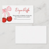 さくらんぼオントップベビーシャワーおむつラッフル エンクロージャーカード (正面/裏面)