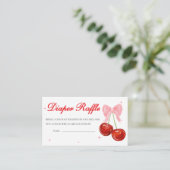 さくらんぼオントップベビーシャワーおむつラッフル エンクロージャーカード (スタンド正面)